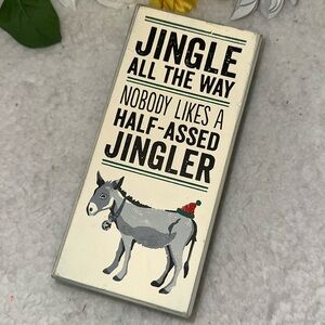 Primitives by Kathy Christmas wood box sign jingle Donkey Humor Funny